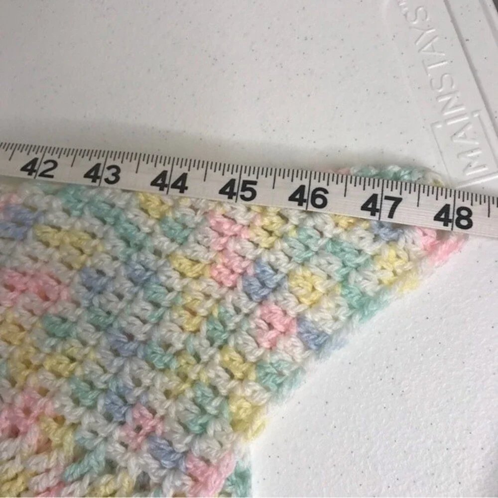 Handmade Crochet Star Shaped Baby Blanket 12 Point Blue Yellow Pink White Pastel